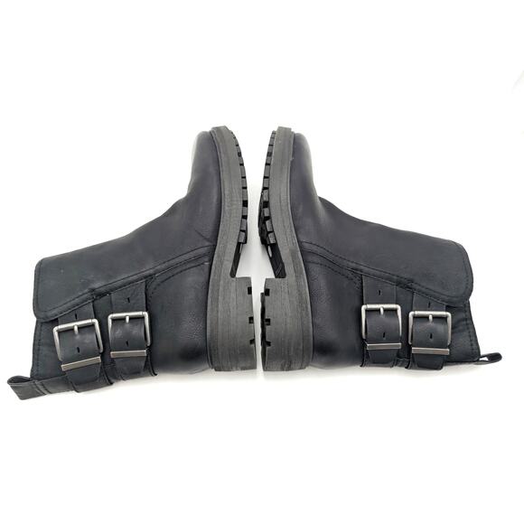Lucky Brand Candre Double Buckle Lug Sole Boots Women's Black Size US9M EU40 - Picture 6 of 16